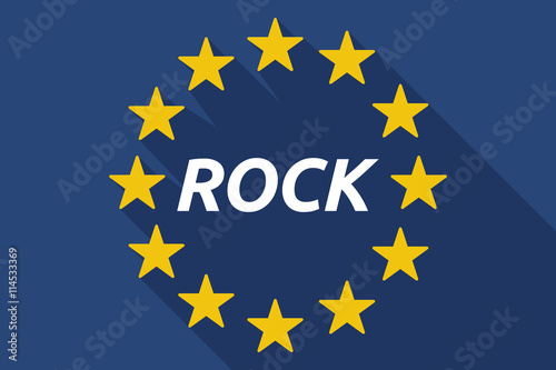 Long shadow European Union flag with    the text ROCK