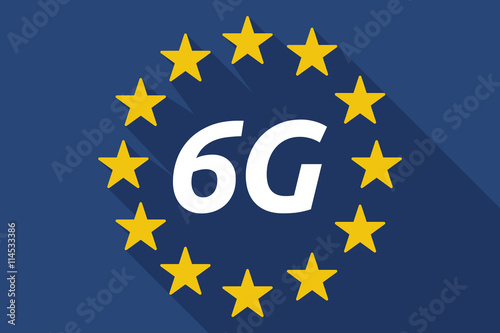 Long shadow European Union flag with    the text 6G