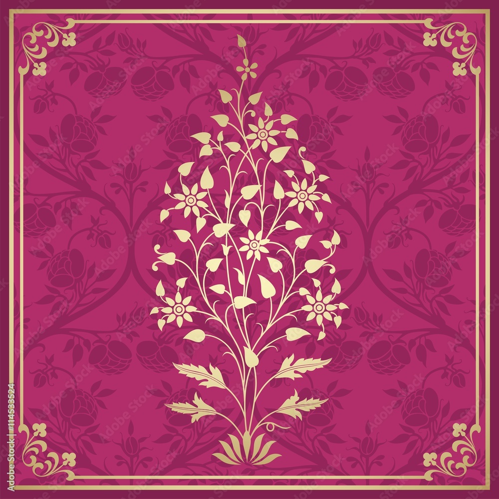 wedding card design, paisley floral pattern , India wedding card design, paisley floral pattern , India