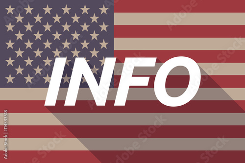 Long shadow USA flag with    the text INFO