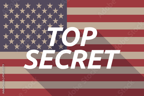 Long shadow USA flag with the text TOP SECRET