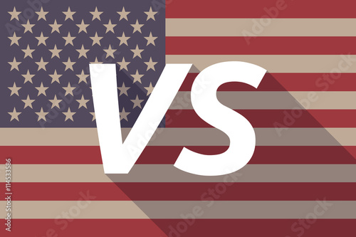 Long shadow USA flag with    the text VS