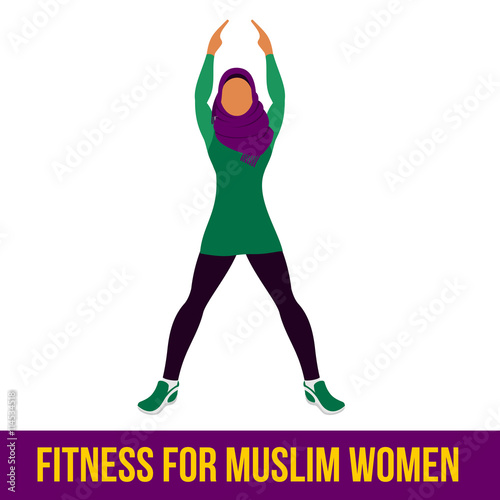 Muslim aerobic icons. Full color