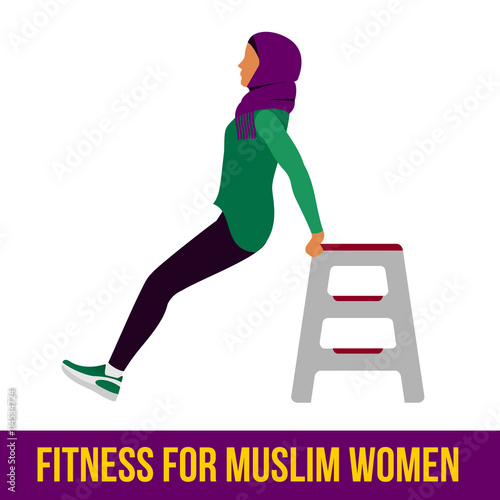 Muslim aerobic icons. Full color