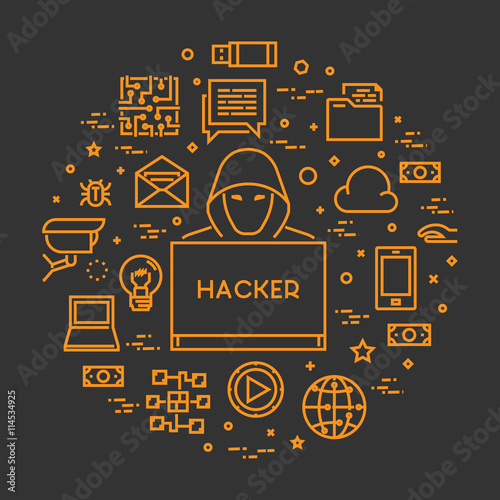 Vector concept hackers and cyber criminals online