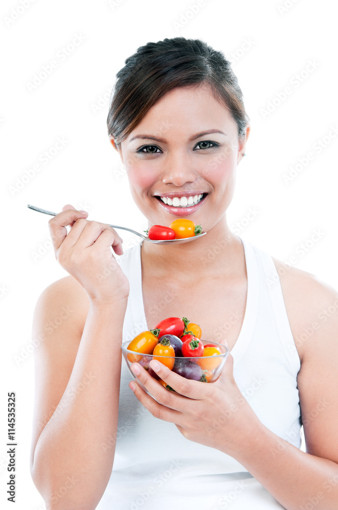 Fitness Woman Eating A Bowl Of Fruits Fitness Woman Eating A Bowl Of Fruits