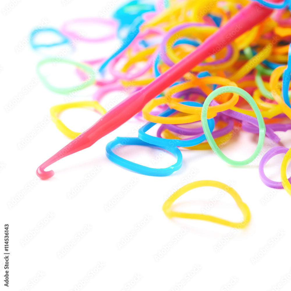 Pile of multiple loom bands isolated Pile of multiple loom bands isolated