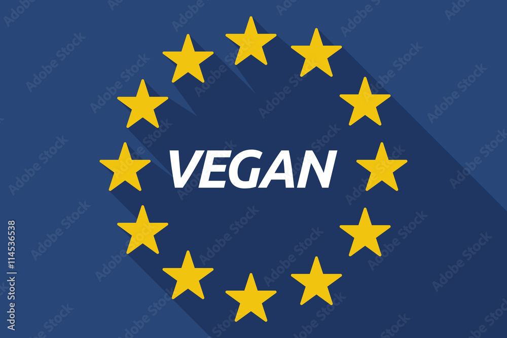 Long shadow European Union flag with    the text VEGAN