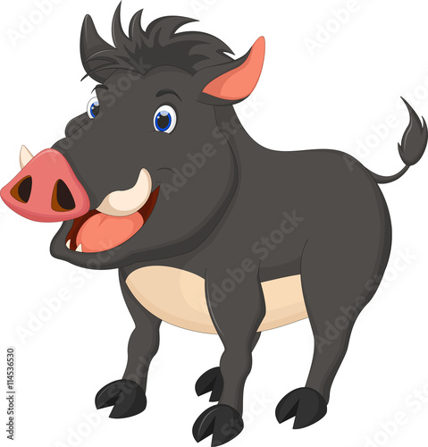 wild boar cartoon posing