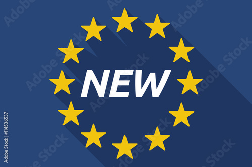 Long shadow European Union flag with    the text NEW