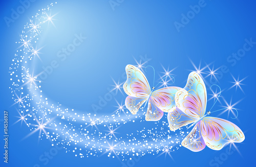Flying butterflies with sparkle stars