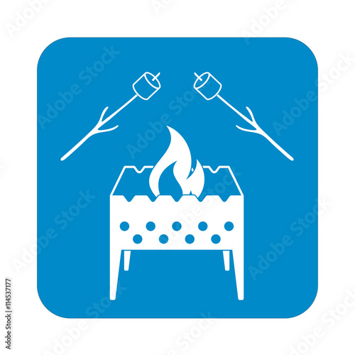 Brazier and marshmallow icon. Vector illustration