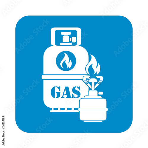 Camping stove with gas bottle icon vector. Vector illustration.