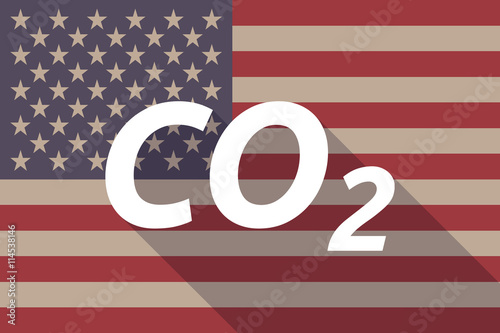 Long shadow USA flag with the text CO2