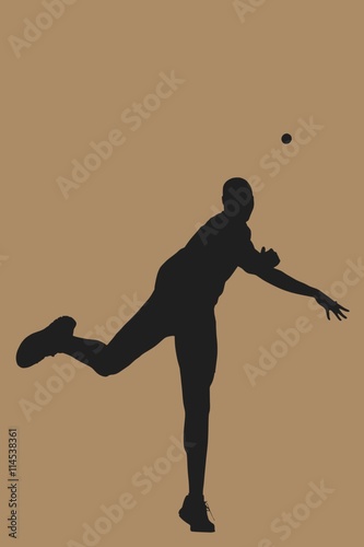 Composite image of rear view of sportsman throwing a shot