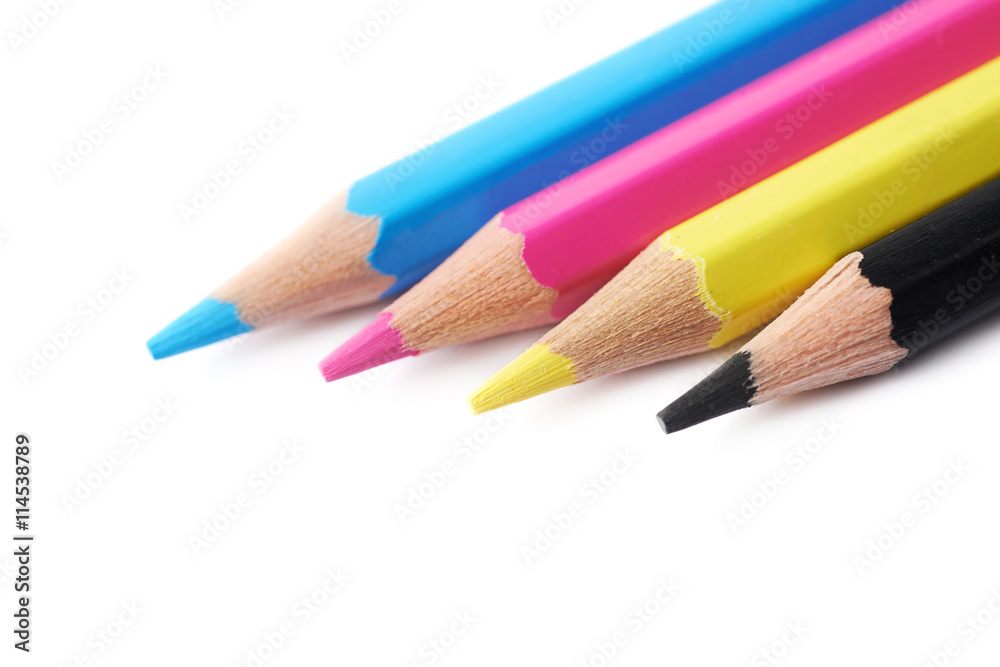 Four drawing pencils composition isolated Four drawing pencils composition isolated
