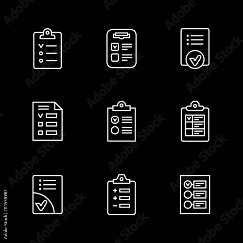 Set line icons of checklist