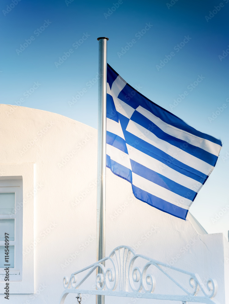 greece flag - obrazy, fototapety, plakaty 