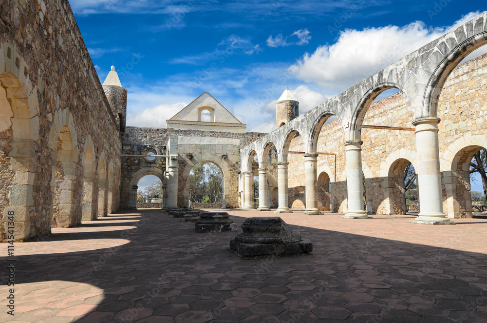 View to the yard of Convento de Cuilapam in Oaxaca