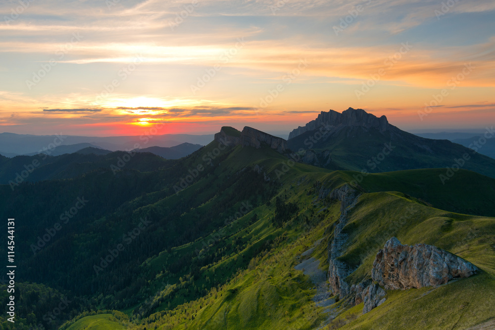Fototapeta premium Sunset in the natural park 