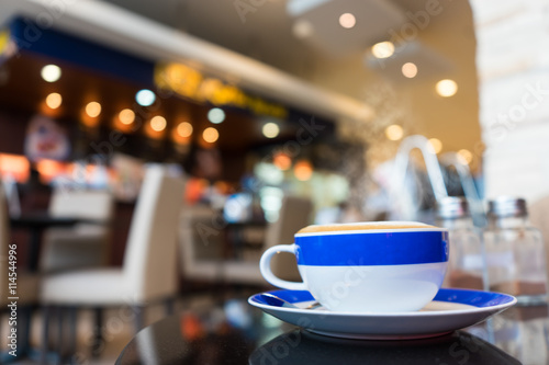 Coffee mug in coffee shop cafe
