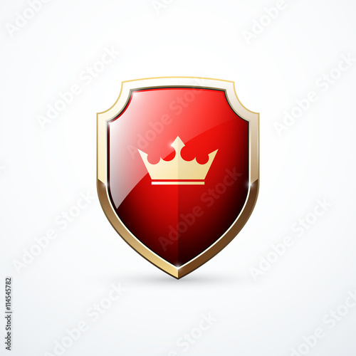 Gold and red shield with crown