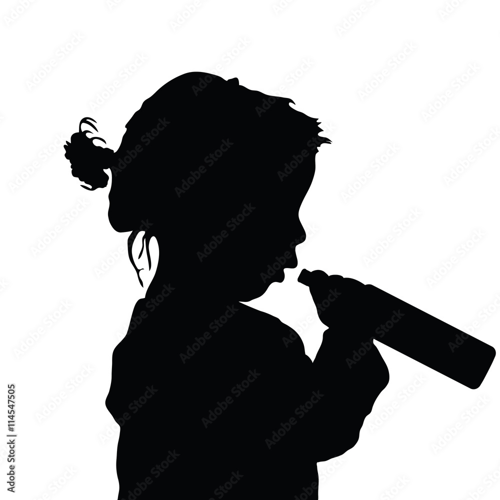 child with bottle silhouette illustration