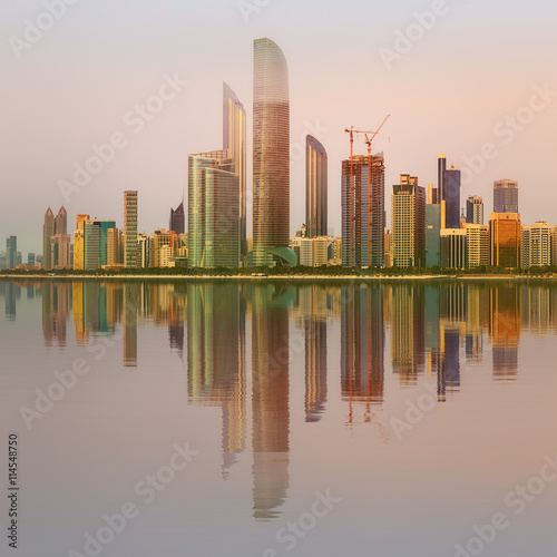 View of Abu Dhabi Skyline at sunset, UAE © boule1301