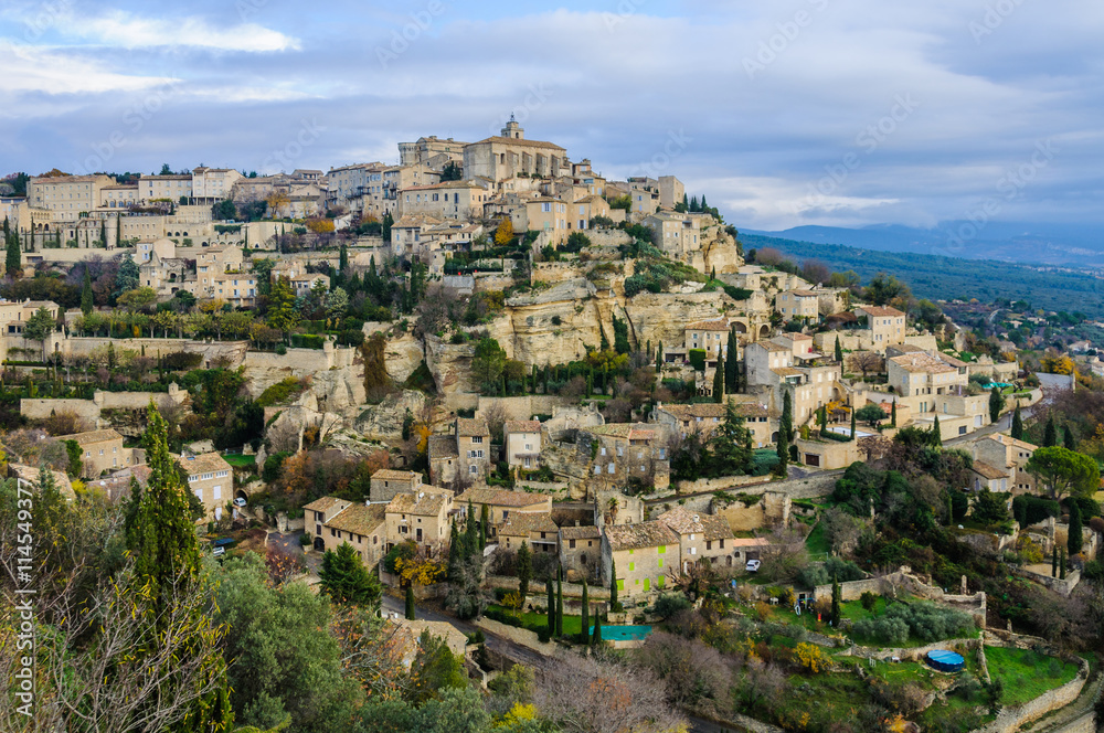 Panoramic view of Gordes, Provence, France