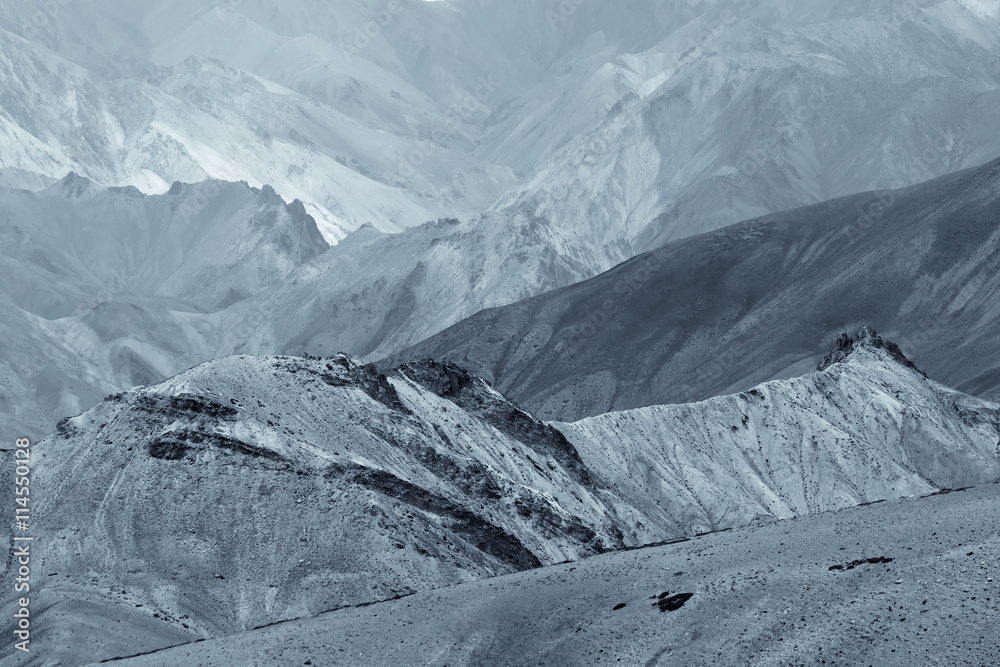 Rocks of Moonland, Himalayan mountains , ladakh landscape at Leh, Jammu Kashmir, India.