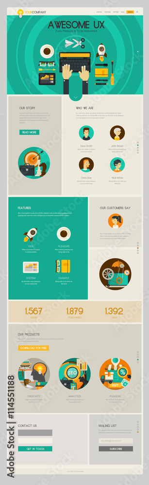 One Page Mock Up with Illustrations One Page Mock Up with Illustrations