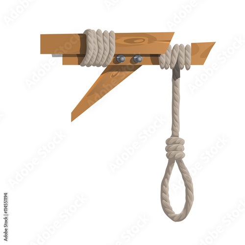 hangman on a wooden beam without anyone