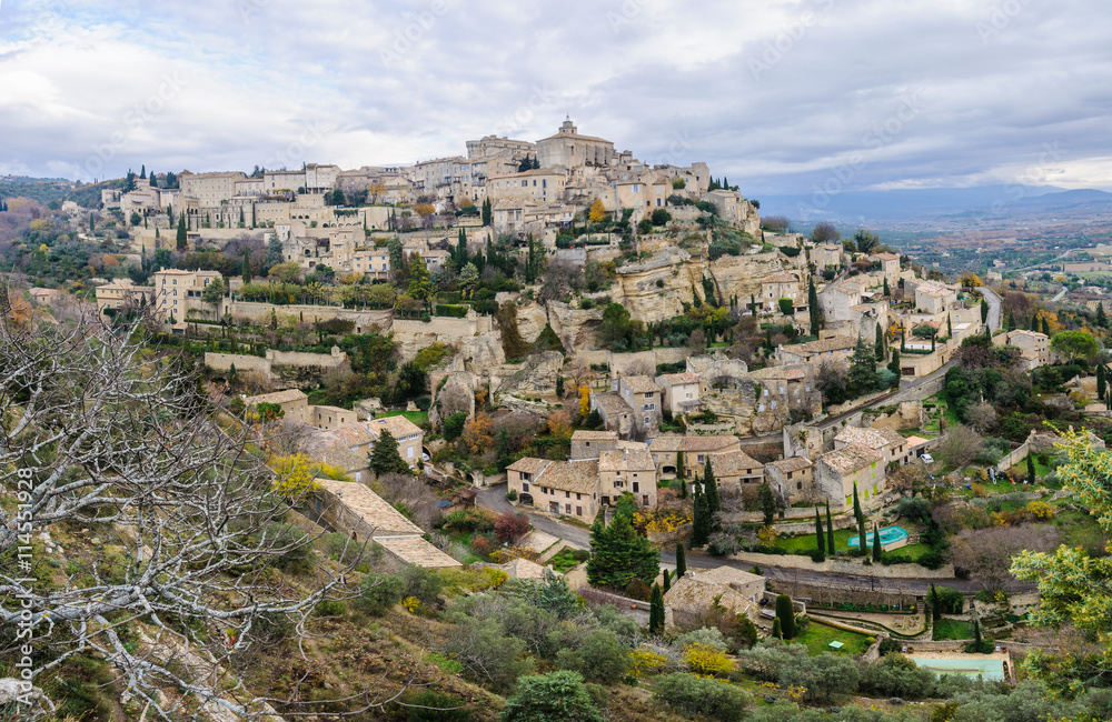 View of the hilltop village Gordes, Provence, France