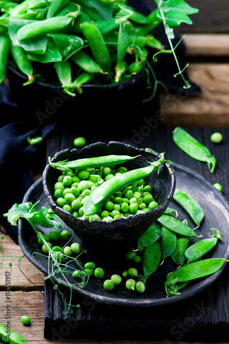 fresh, organic green peas