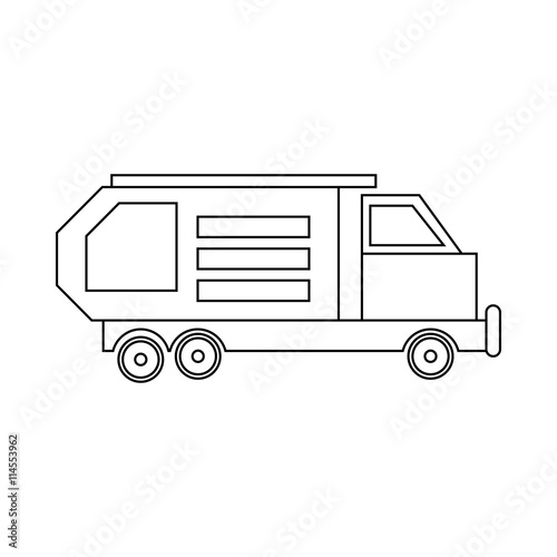 Garbage truck, waste collector icon, outline style