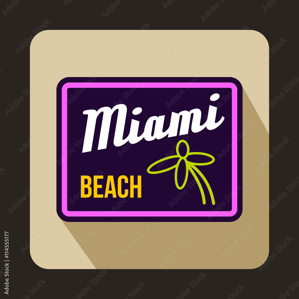 Miami beach icon in flat style Miami beach icon in flat style