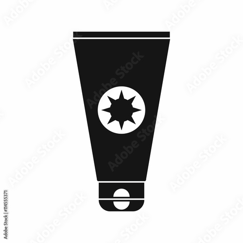 Tube with sunbathing cream icon, simple style