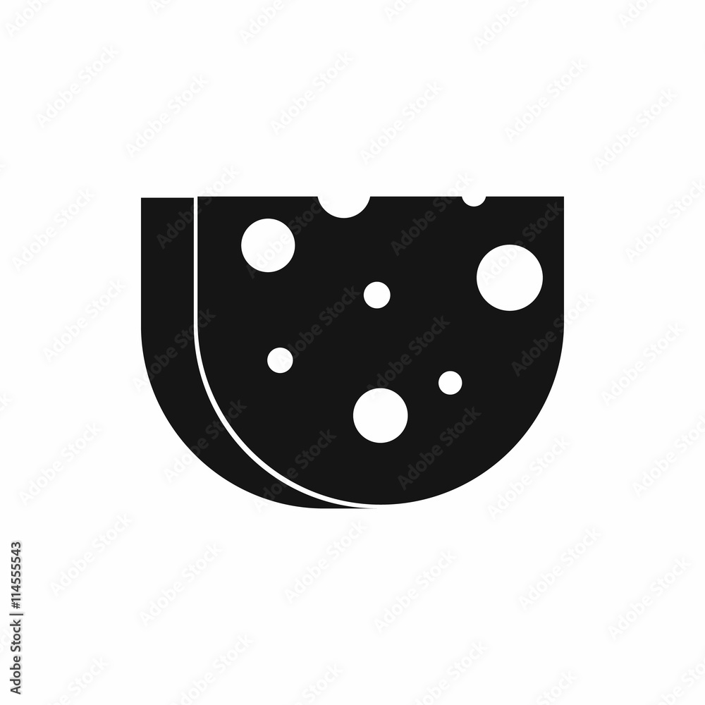 Piece of Swiss cheese icon, simple style Piece of Swiss cheese icon, simple style