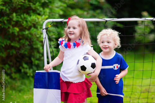 Happy kids, French football supporters
