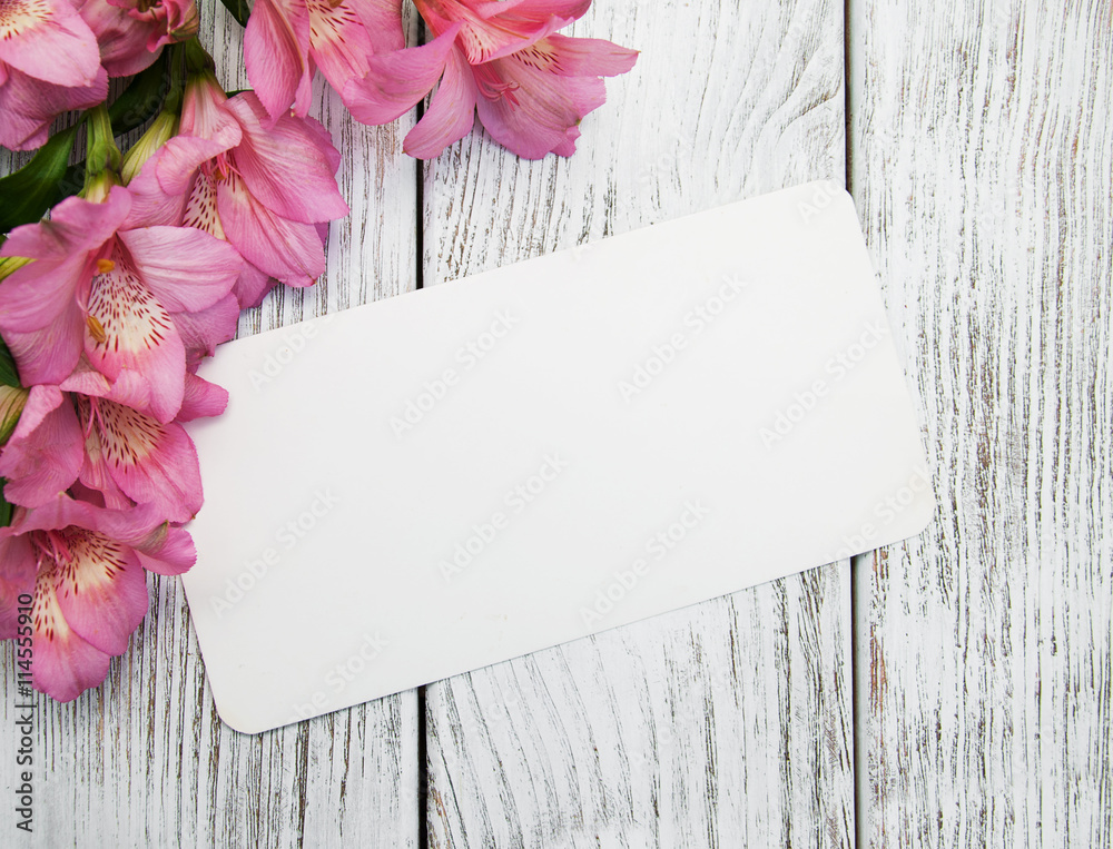 paper card with alstroemeria flowers paper card with alstroemeria flowers