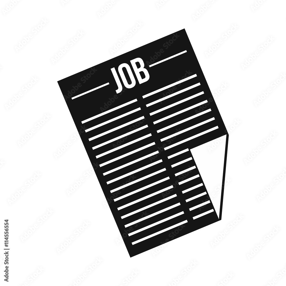 Newspaper with the headline Job icon, simple style