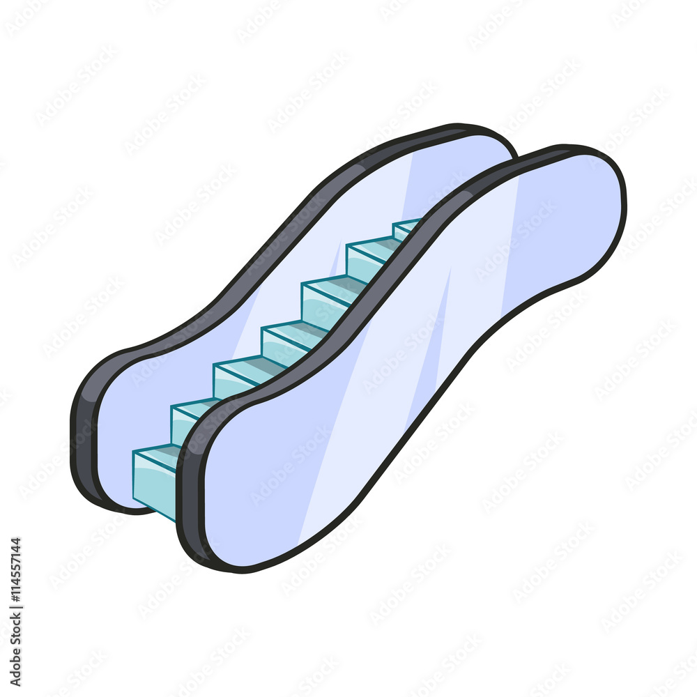 Escalator icon in cartoon style Escalator icon in cartoon style