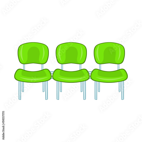 Green airport seats icon, cartoon style