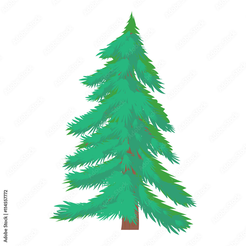 Fir tree icon, cartoon style