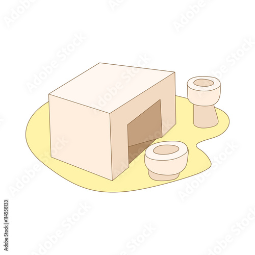 Egyptian temple icon, cartoon style