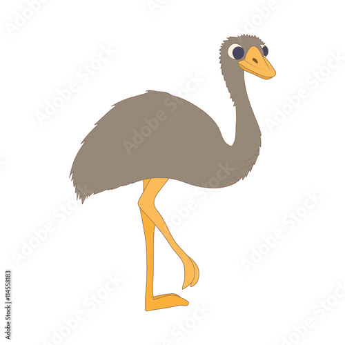 Ostrich icon, cartoon style