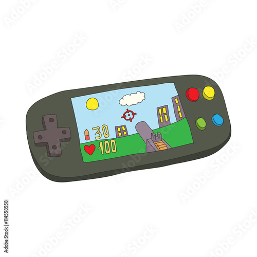 Mobile gaming console icon, cartoon style