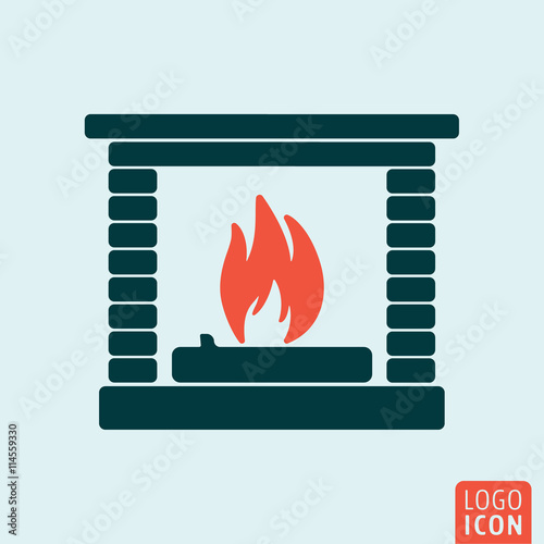 Fireplace icon isolated