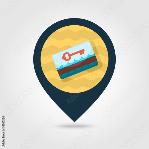 Electronic keycard pin map icon. Summer. Vacation
