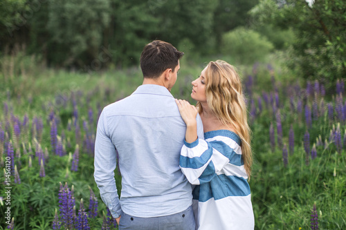 loving couple embracing each other in nature